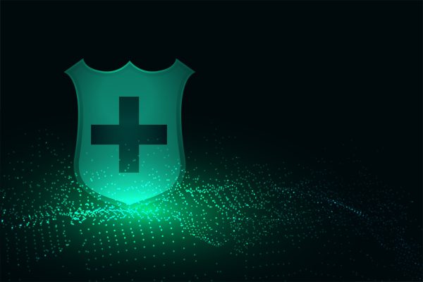 medical protection shield with cross sign background