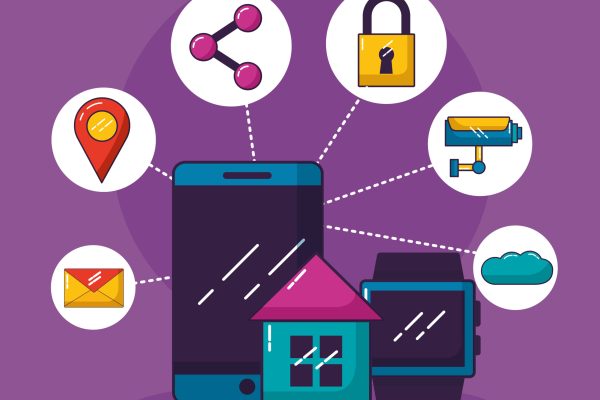 smartphone smart watch house wifi free connection vector illustration